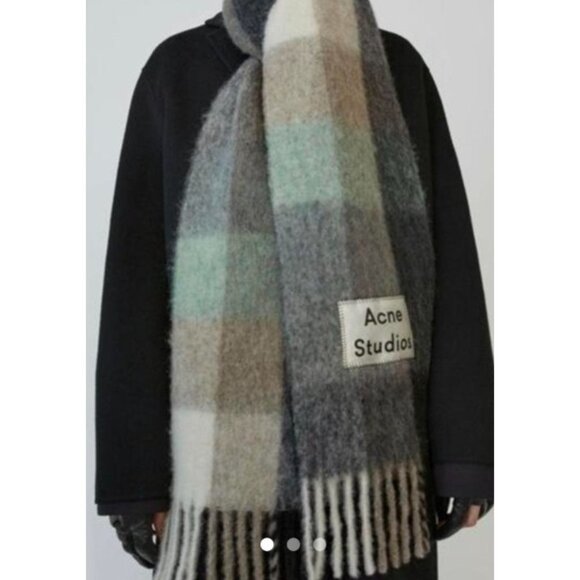 Acne Studios Multicolor Mohair Checked Scarf - Picture 1 of 7